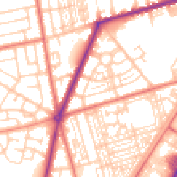 Daytime road noise heatmap for FY7 7EA