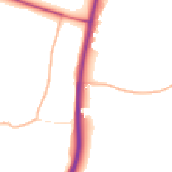 Daytime road noise heatmap for GL19 4BN