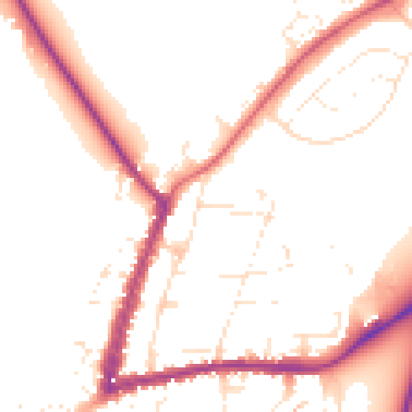 Daytime road noise heatmap for GL20 5NE