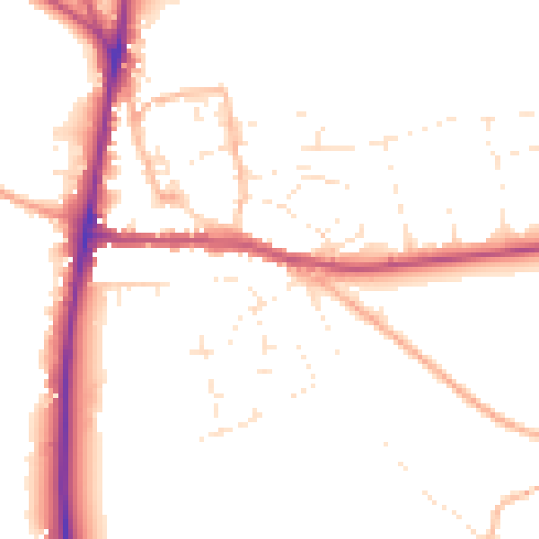Daytime road noise heatmap for GL54 1BA