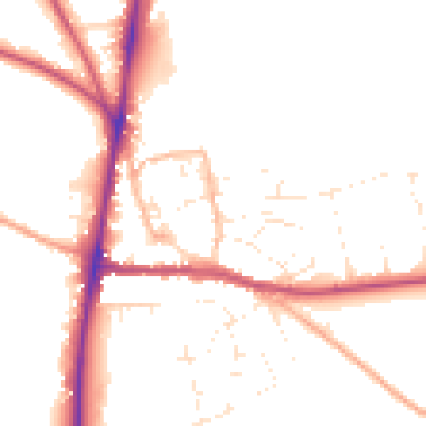 Daytime road noise heatmap for GL54 1DB