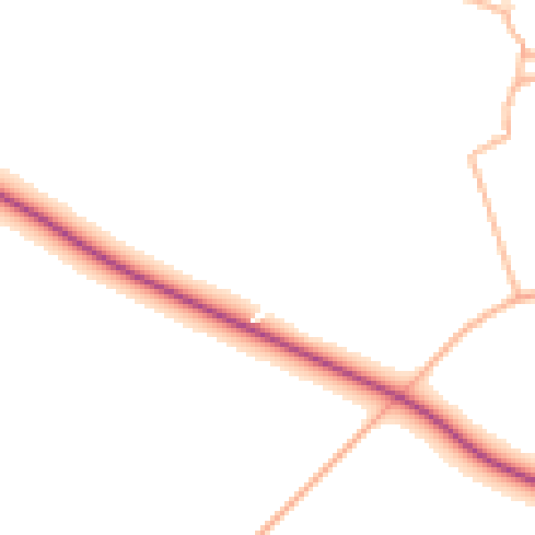 Daytime road noise heatmap for GL54 1EY
