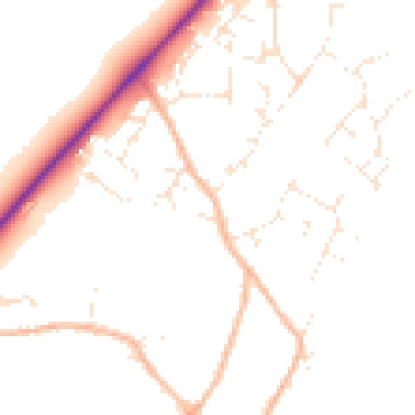 Daytime road noise heatmap for GL54 2BE
