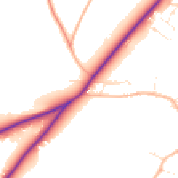 Daytime road noise heatmap for GL54 2BJ