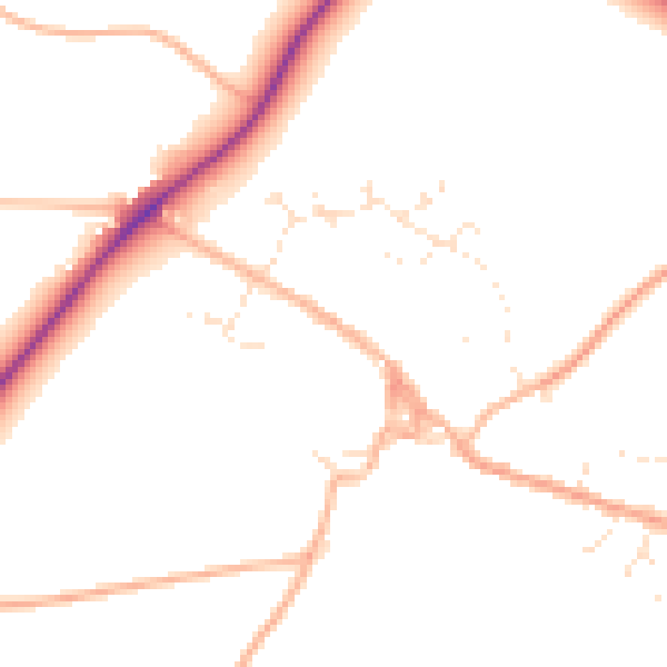 Daytime road noise heatmap for GL54 3HG