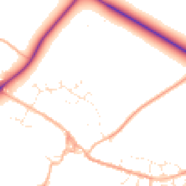 Daytime road noise heatmap for GL54 3HW
