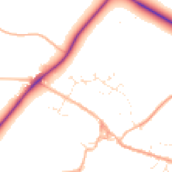 Daytime road noise heatmap for GL54 3JQ