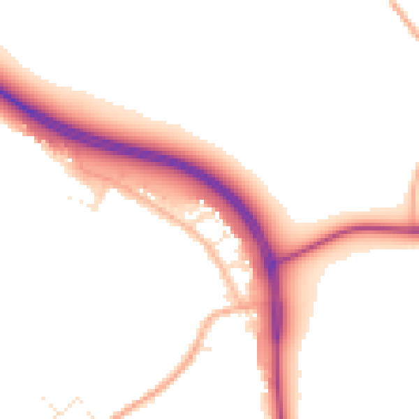 Daytime road noise heatmap for GL54 4AZ