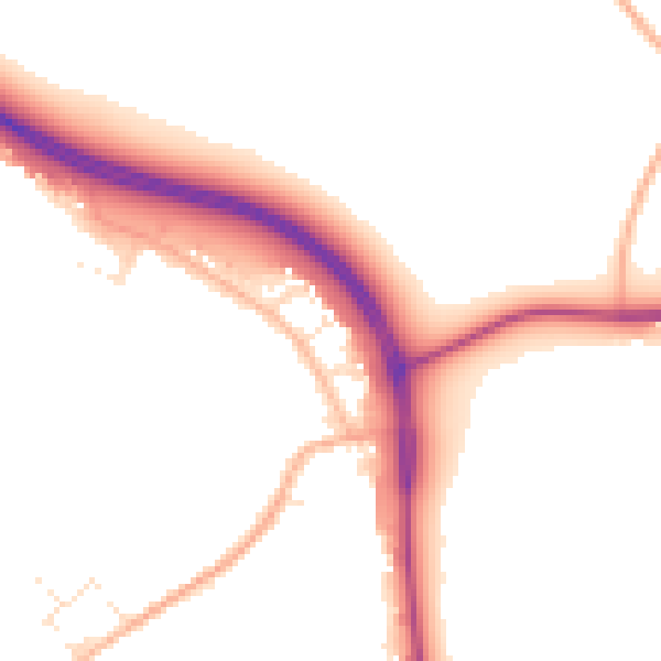 Daytime road noise heatmap for GL54 4JR