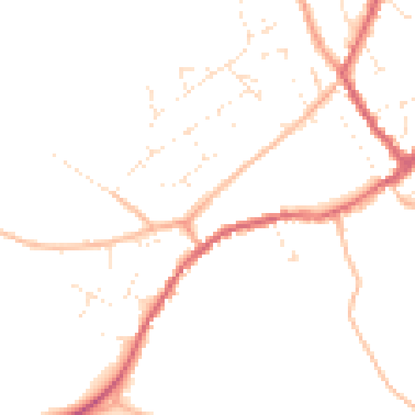 Daytime road noise heatmap for GL54 5QJ