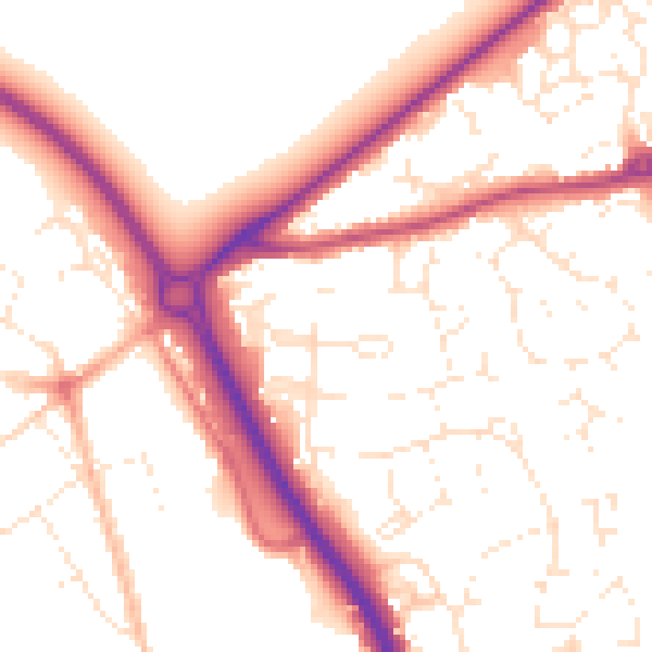Daytime road noise heatmap for GL7 1AL