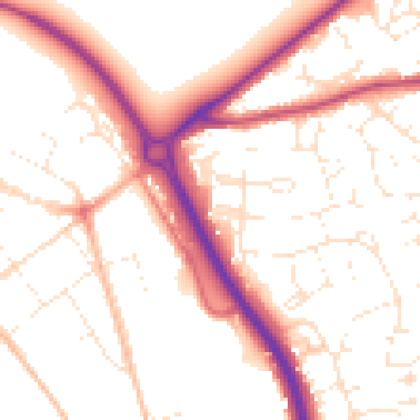 Daytime road noise heatmap for GL7 1AW