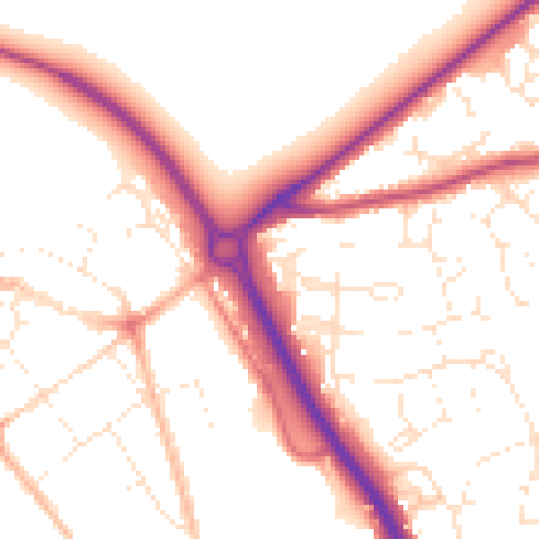 Daytime road noise heatmap for GL7 1BB