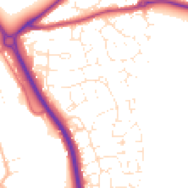 Daytime road noise heatmap for GL7 1DB
