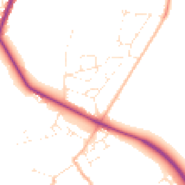 Daytime road noise heatmap for GL7 2EX