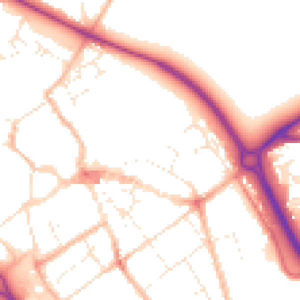 Daytime road noise heatmap for GL7 2QQ
