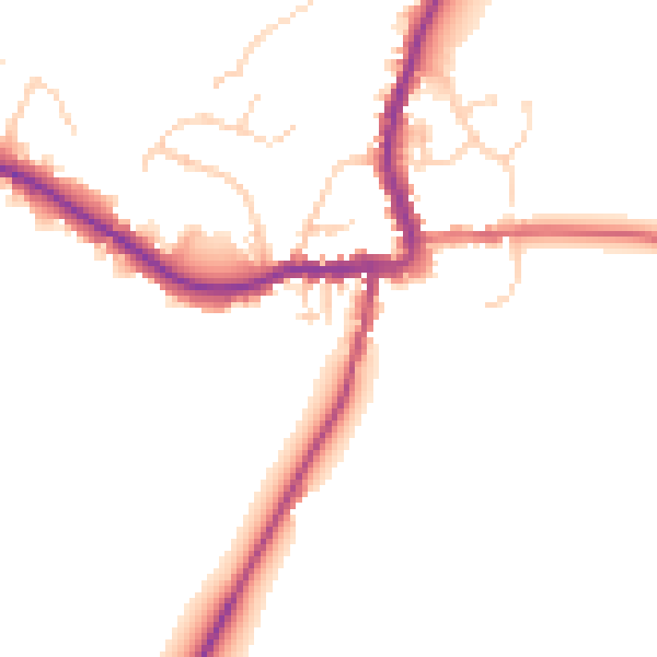 Daytime road noise heatmap for GL7 3AQ