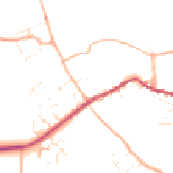 Daytime road noise heatmap for GL7 4NU