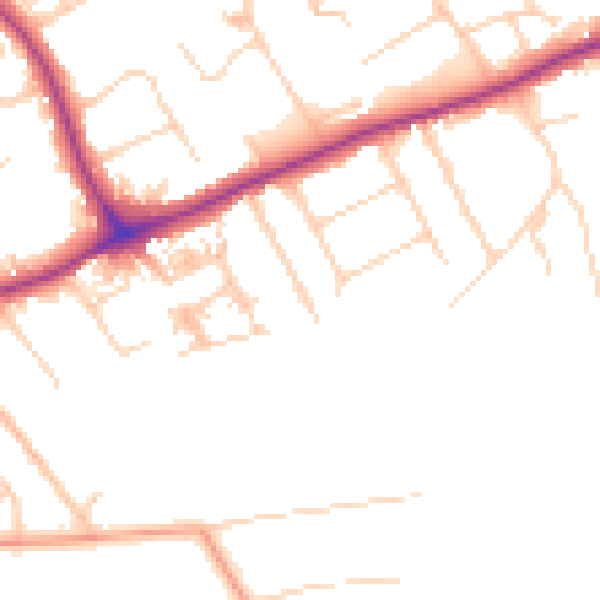 Daytime road noise heatmap for GU1 2PZ