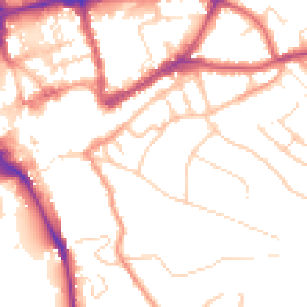 Daytime road noise heatmap for GU1 3SG