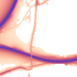 Daytime road noise heatmap for GU10 1DE