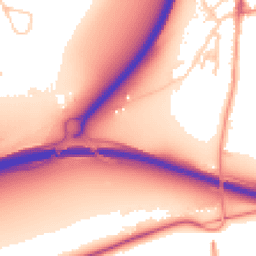 Daytime road noise heatmap for GU10 1GG
