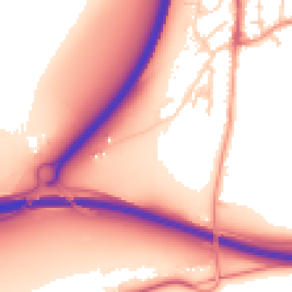 Daytime road noise heatmap for GU10 1GH