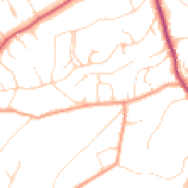 Daytime road noise heatmap for GU10 3LR