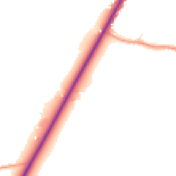 Daytime road noise heatmap for GU10 4LE