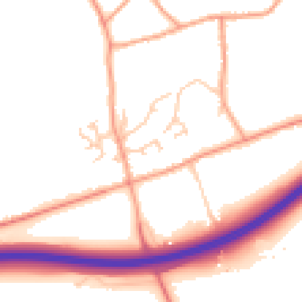 Daytime road noise heatmap for GU10 5LH