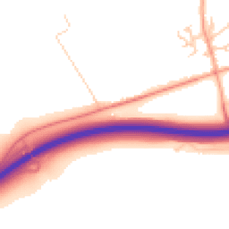 Daytime road noise heatmap for GU10 5NH