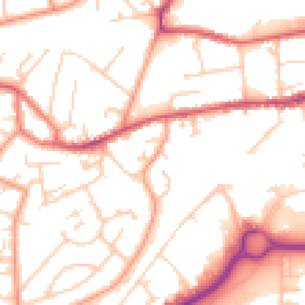 Daytime road noise heatmap for GU14 0AG