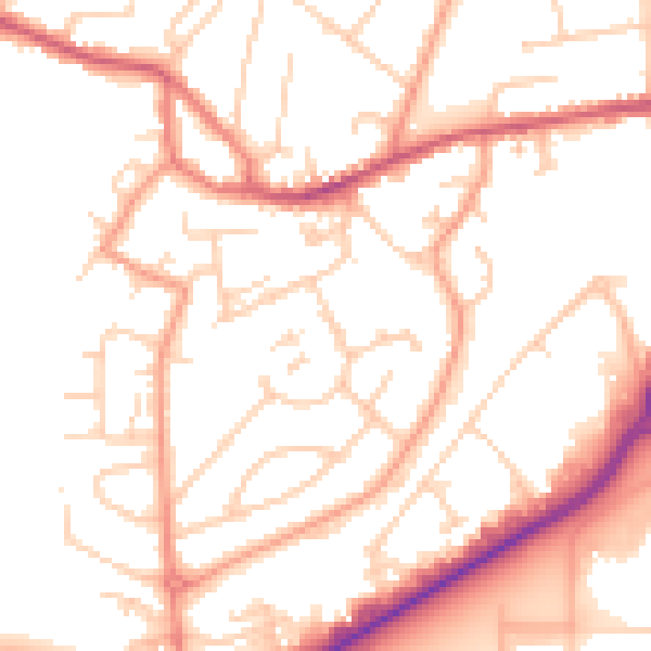 Daytime road noise heatmap for GU14 0AL