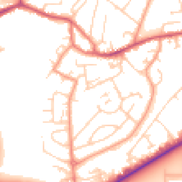 Daytime road noise heatmap for GU14 0AX