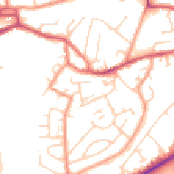 Daytime road noise heatmap for GU14 0AY