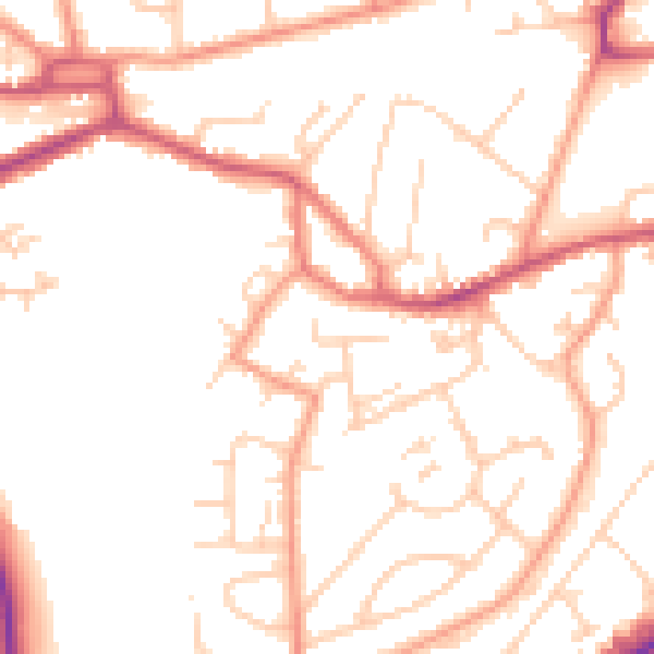 Daytime road noise heatmap for GU14 0BG