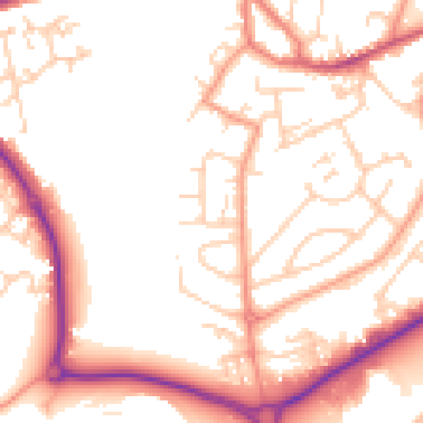 Daytime road noise heatmap for GU14 0BS