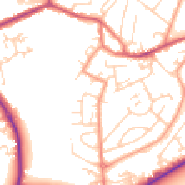 Daytime road noise heatmap for GU14 0BU