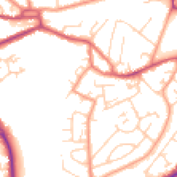 Daytime road noise heatmap for GU14 0DA