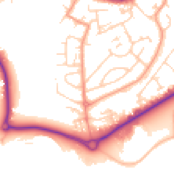 Daytime road noise heatmap for GU14 0DF
