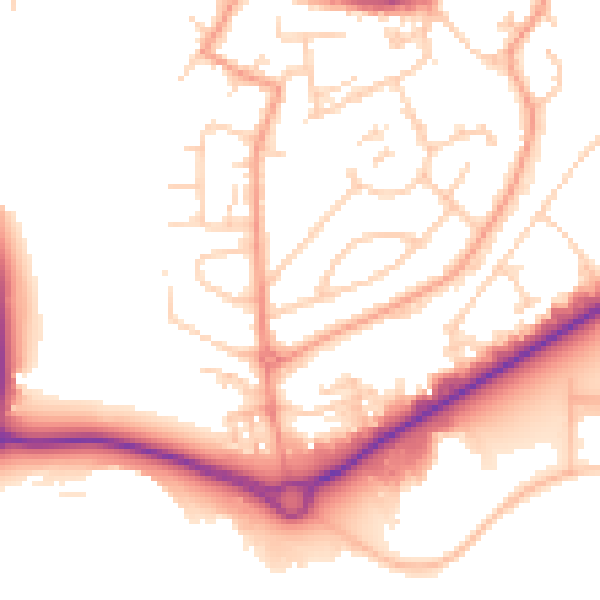 Daytime road noise heatmap for GU14 0DG