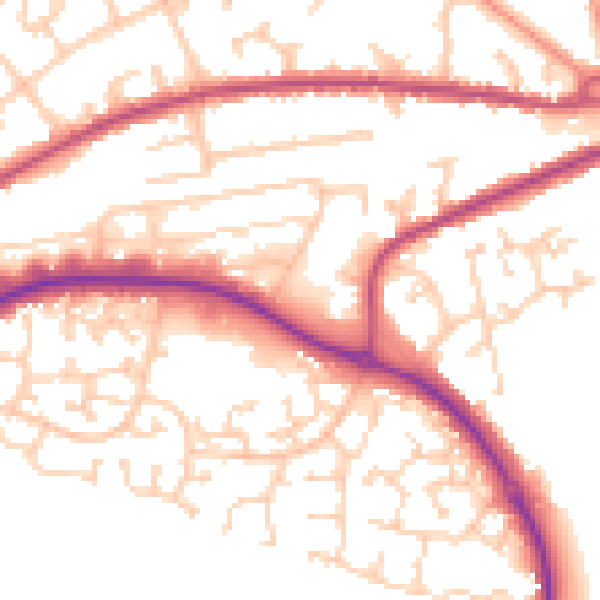 Daytime road noise heatmap for GU14 0FS