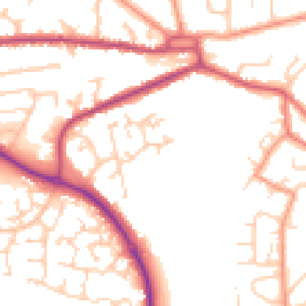 Daytime road noise heatmap for GU14 0LF