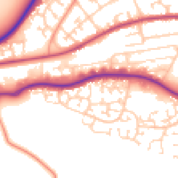 Daytime road noise heatmap for GU14 0QP