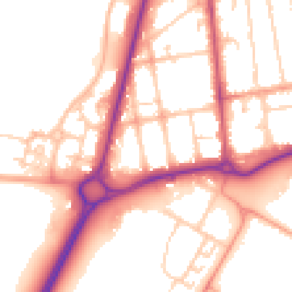 Daytime road noise heatmap for GU14 6AU