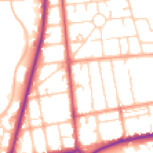 Daytime road noise heatmap for GU14 6BP