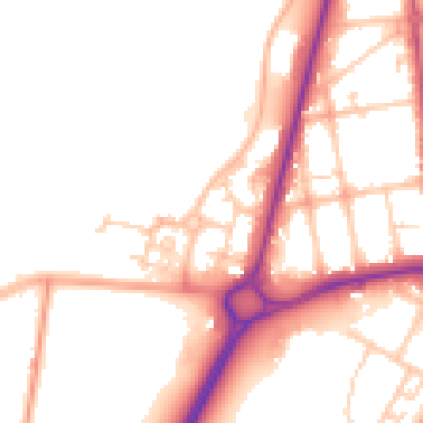 Daytime road noise heatmap for GU14 6FN