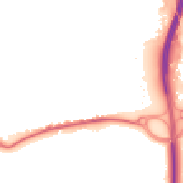 Night-time road noise heatmap for GU14 6HL