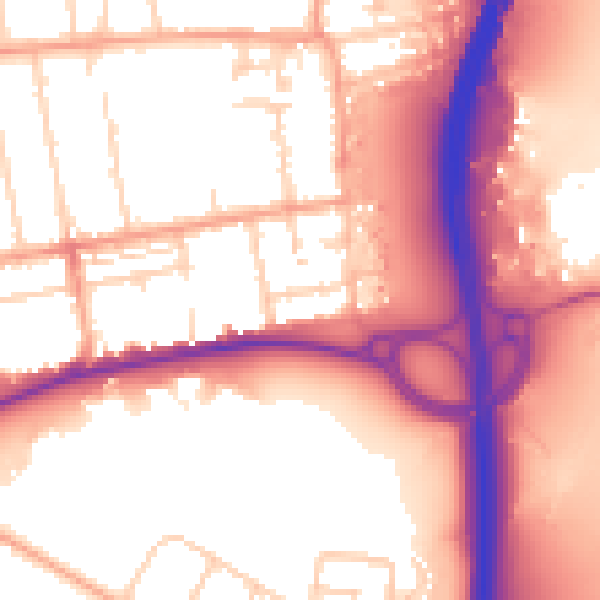 Daytime road noise heatmap for GU14 6JH