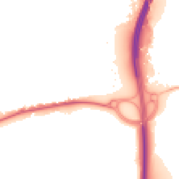 Night-time road noise heatmap for GU14 6JH